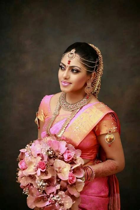 Srilankan Tamil Bride Indian Bridal Hairstyles Wedding Saree Blouse