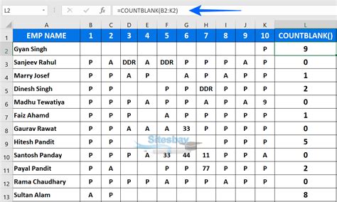 Countblank Function In Excel How To Count Blank Cell In Excel