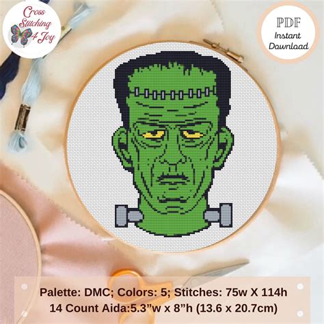 Frankenstein Monster For Halloween Cross Stitch Patterns Pdf Etsy