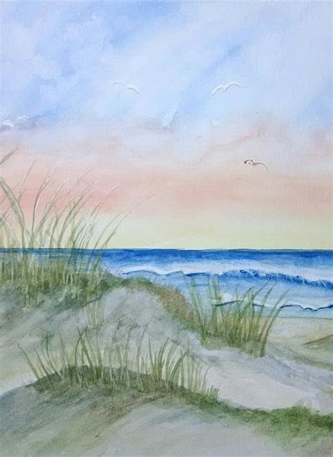 Blue Sky At The Beach Painting By Lucy Mcguffey