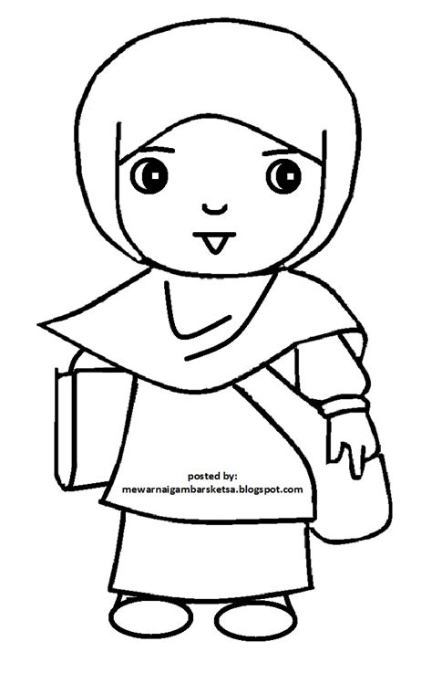 Baik itu dalam bentuk kartun, ataupun gambar biasa. Mewarnai Gambar: Mewarnai Gambar Sketsa Kartun Anak Muslimah 125
