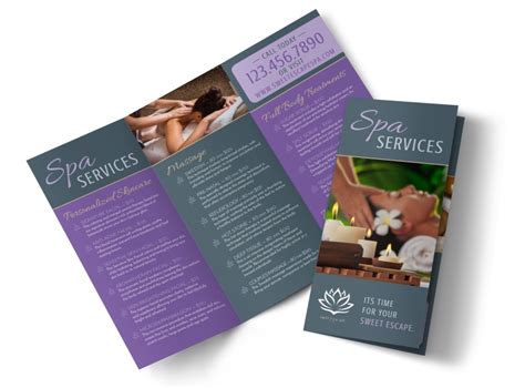 massage spa services offered tri fold brochure template