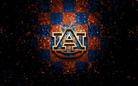Download Wallpapers Auburn Tigers Glitter Logo Ncaa Blue Orange