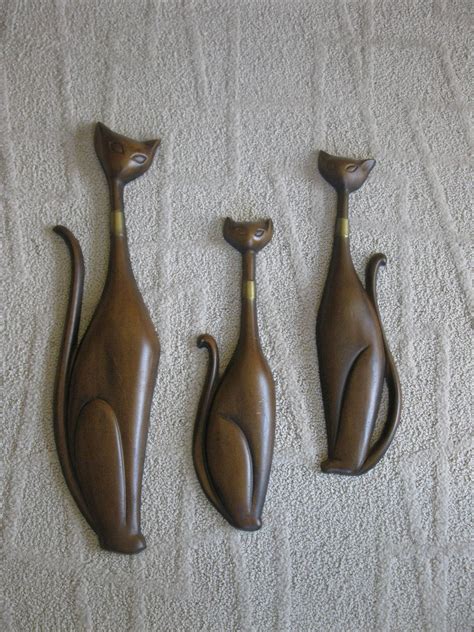 set of 3 metal siamese cat wall plaques sexton retro wall etsy cat wall retro wall retro