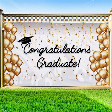 Buy Graduation Banner Backdrop For Photos Black And Gold Party