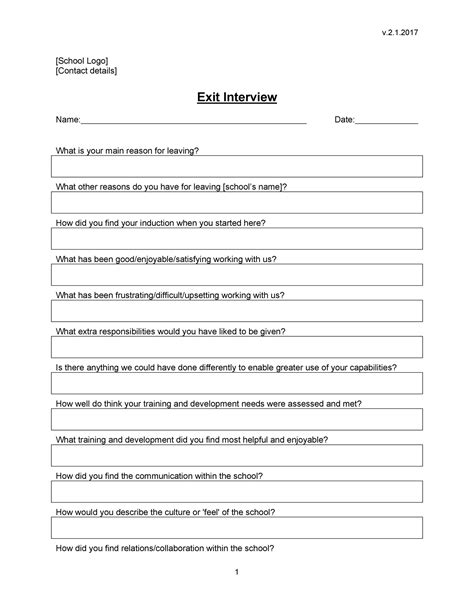 Printable Exit Interview Questions Template Printable Templates Free