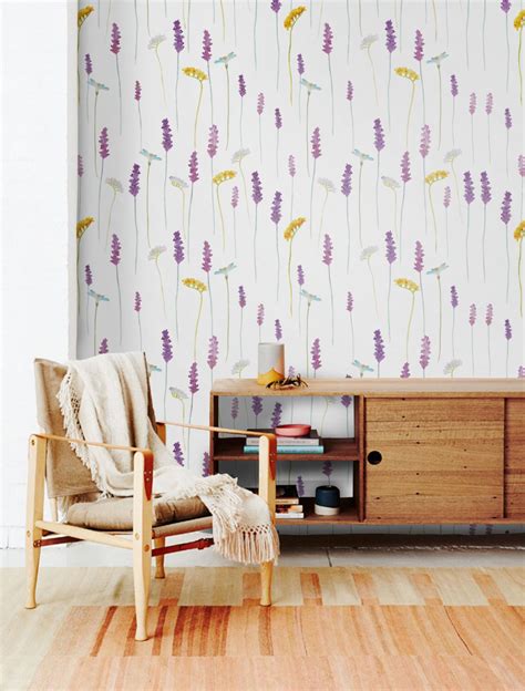 Lavender Removable Wallpaper Peel And Stick Watercolor Etsy