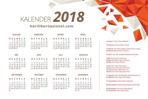 Kalender 2018 Hari Libur Nasional