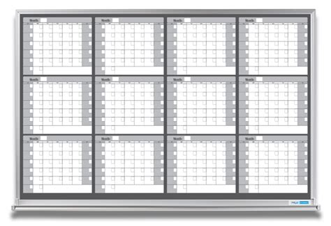 12 Month Dry Erase Calendar Gray Magnetic