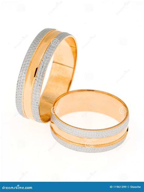 Two Gold Wedding Rings Isolated On White Stock Image Image Of