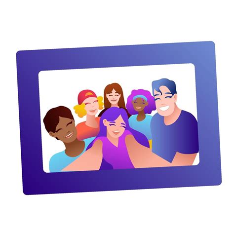People Group Selfie Friendly Guy Makes Group Photo With Smiling Friends On Smartphone Camera In