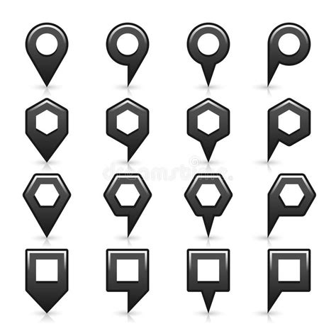 Flat Map Pins Sign Black Location Icon With Shadow Stock Vector