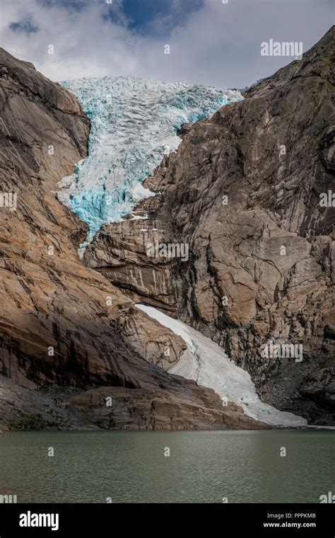 Glacier Tongue Briksdalsbreen Sogn Og Fjordane Norway Stock Photo