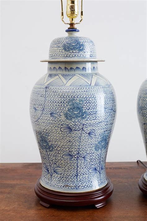 Chinese Porcelain Blue And White Ginger Jar Lamps At 1stdibs