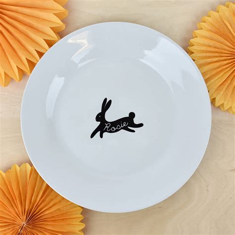 You can order your personalised dinner plate as it comes or you can choose between two unique personalised plates. personalised bunny rabbit dinner plate by ellie ellie ...