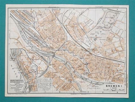 1936 Map Germany Deutsche Reich Bremen And Marburg City Plans Europe Maps