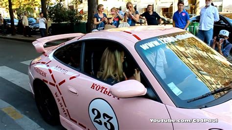 Hot Chick In A Pink Porsche Gt3 She Play With Her Boobs Youtube