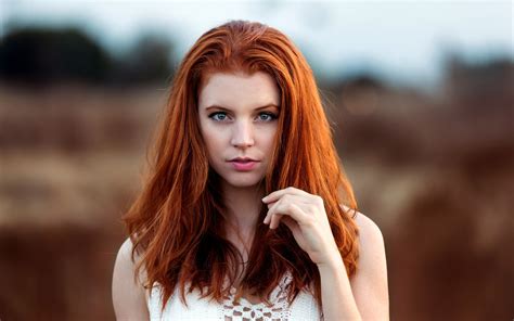 X Girl Woman Blue Eyes Redhead Model Depth Of Field Wallpaper Coolwallpapers Me