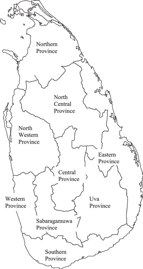 Sri Lanka Provinces Map Black And White Illustration Stock Vector Image