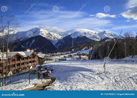 Krasnaya Polyana Sochi Snow Covered Cottages At The Mountain Ski