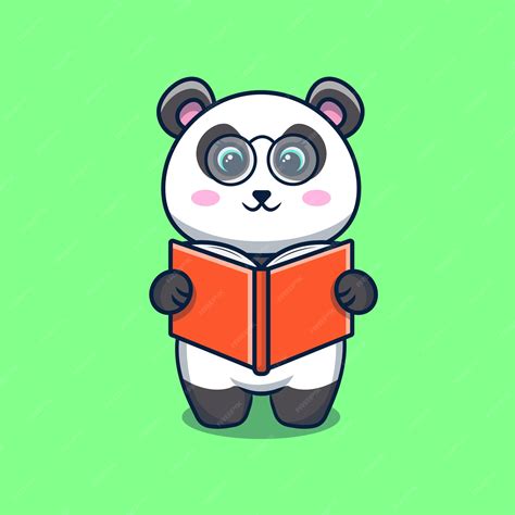 Lindo Panda Con Ilustración De Libro Panda En Diseño De Ilustración De