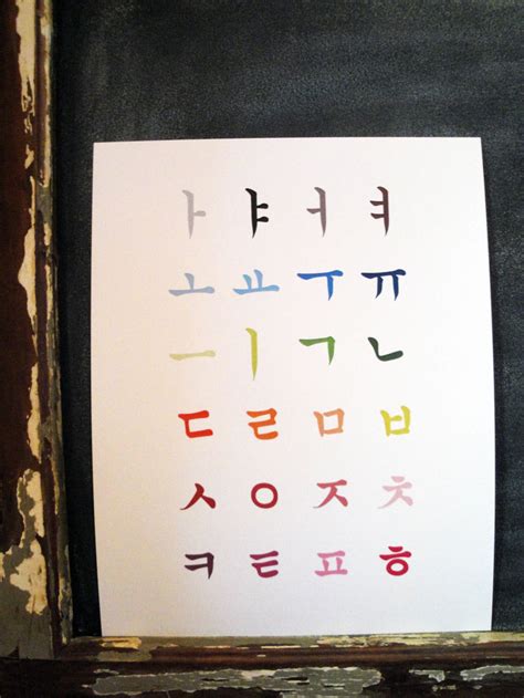 Korean Alphabet Art Poster 11x14 Free Shipping Etsy