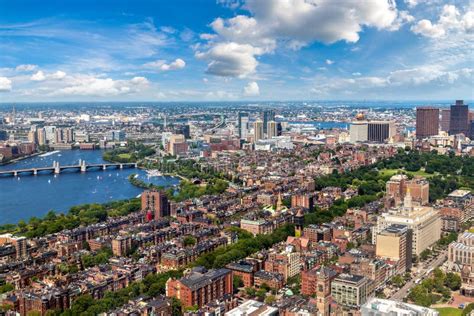 Panoramic Aerial View Of Boston Usa Stock Image Image Of City Boat
