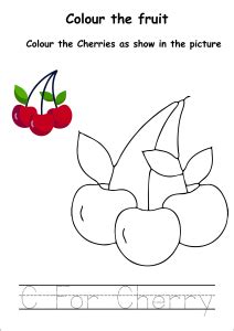 It includes many of the words children might see in their test. Colour the Fruits - Cherry Coloring Worksheets for ...