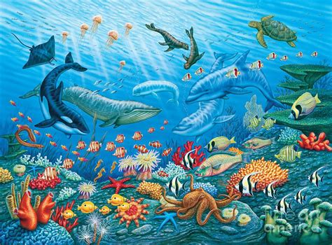 Ocean Life ~ Phil Wilson Ocean Life Art Sea Life Painting Ocean Art