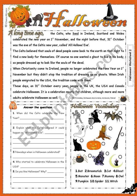 Halloween Grammar Worksheets