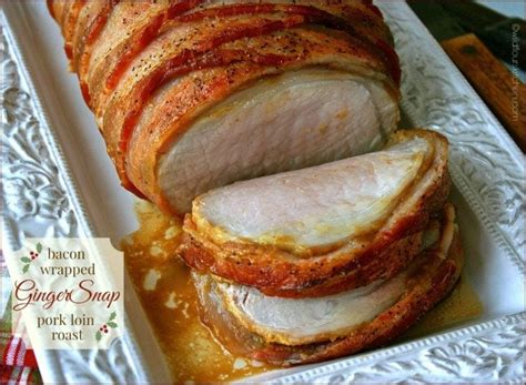 Bacon wrapped pork loin is a sumptuous main dish that is perfect for the holidays! Bacon Wrapped Gingersnap Pork Loin Roast - Wildflour's Cottage Kitchen