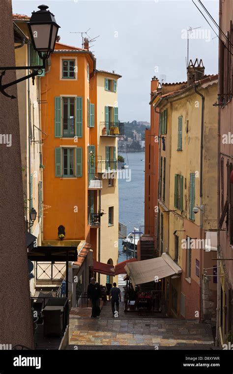 Narrow Street In Villefranche Sur Mer Provence France Stock Photo Alamy