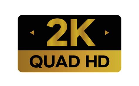 Gold 2k Quad Hd Label Isolated On White Background Stock Illustration