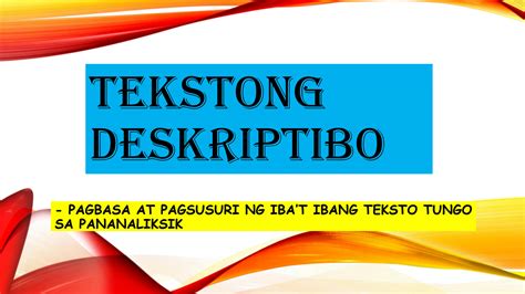 Solution Tekstong Deskriptibo Studypool