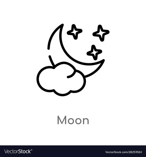 Outline Moon Icon Isolated Black Simple Line Vector Image