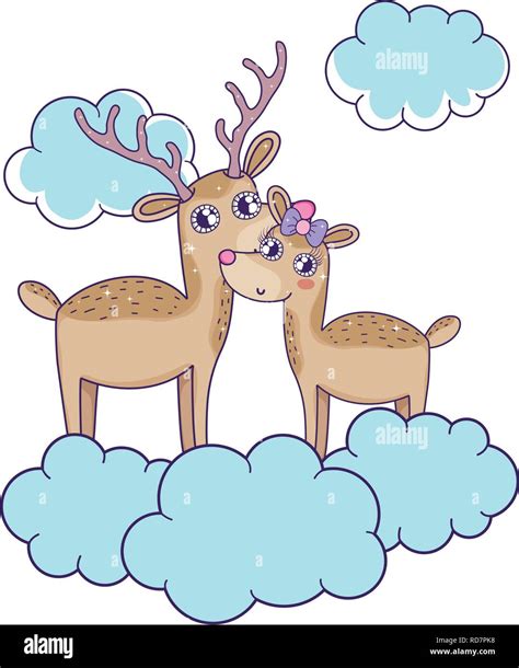 cute love reindeer couple characters stock vector image and art alamy