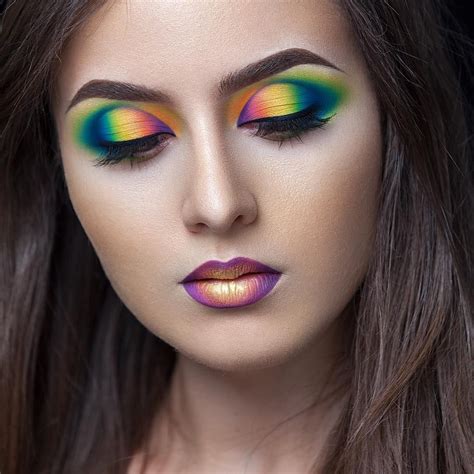 Neon Multicolor Makeup Eyeshadow Makeup Colorful Eye Makeup Rainbow