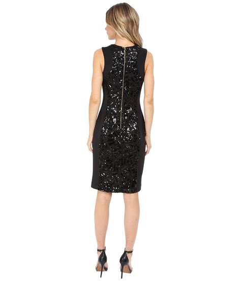 Calvin Klein Sheath With Sequin Center Panel Dress In Black Lyst