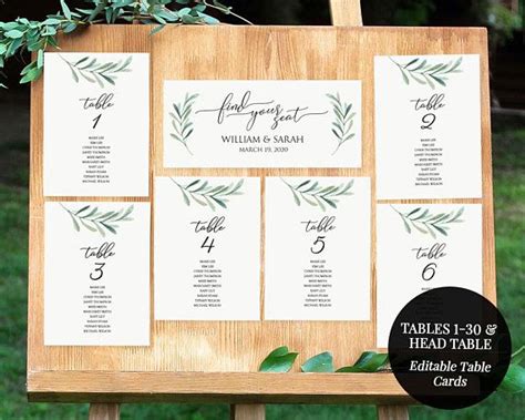 Free Wedding Table Assignment Template Printable Templates