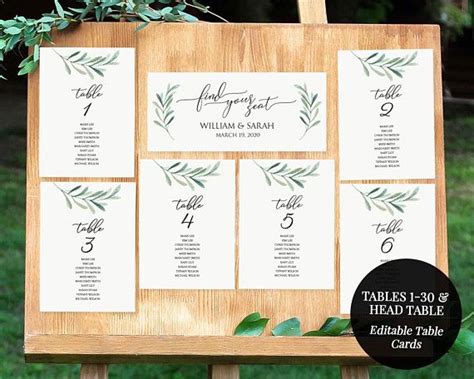 Wedding Table Assignment Template Collection