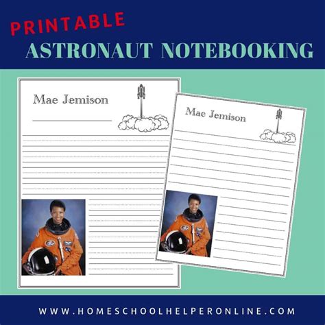 Mae Jemison Astronaut Notebooking Page Homeschool Helper Online