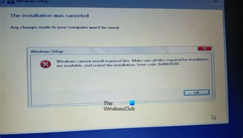 Windows Cannot Install Required Files Error Code X B