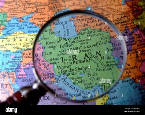 Globe Featuring Map Of Iran Stock Photo Alamy
