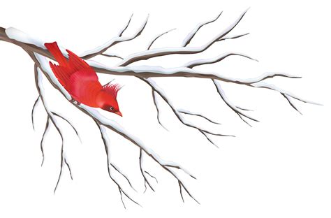 Branch Winter Clip Art Winter Branch With Bird Png Clipart Image Png