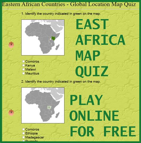 Eastern African Countries Interactive Map Quiz Geography