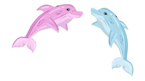 Delfín De Dibujos Animados Icono De Salto Vector Premium