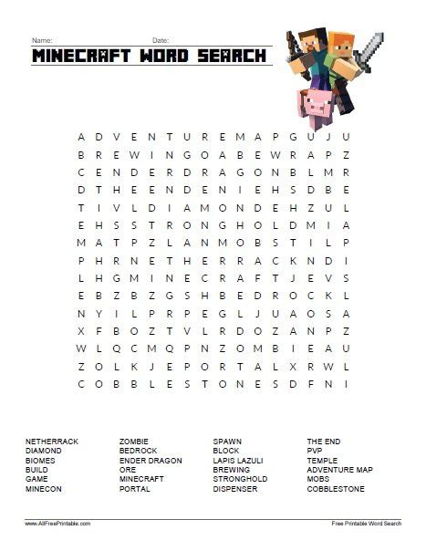 Minecraft Free Printables Word Search Finder Minecraft Printables Images Porn Sex Picture