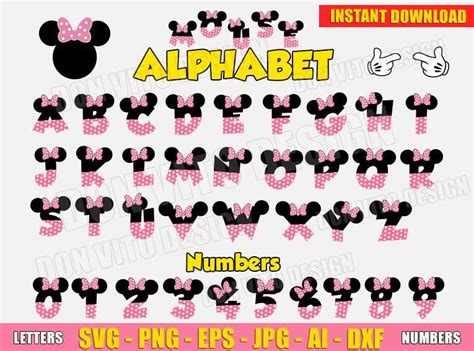 ⭐ Alphabet Minnie Mouse Head Bow Svg Cut File For Cricut And Silhouette