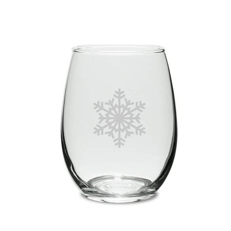 Snowflake 15 Oz Deep Etched Stemless Wine Glass