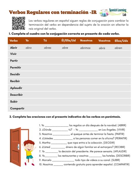 Conjugating Ir Regular Verbs In Spanish Present Pdf Worksheet